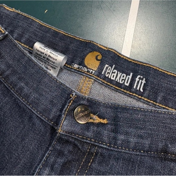 Carhartt Carpenter Jeans Men's 34x30 Relaxed Fit Dark Wash Denim Straight Leg - Picture 4 of 12